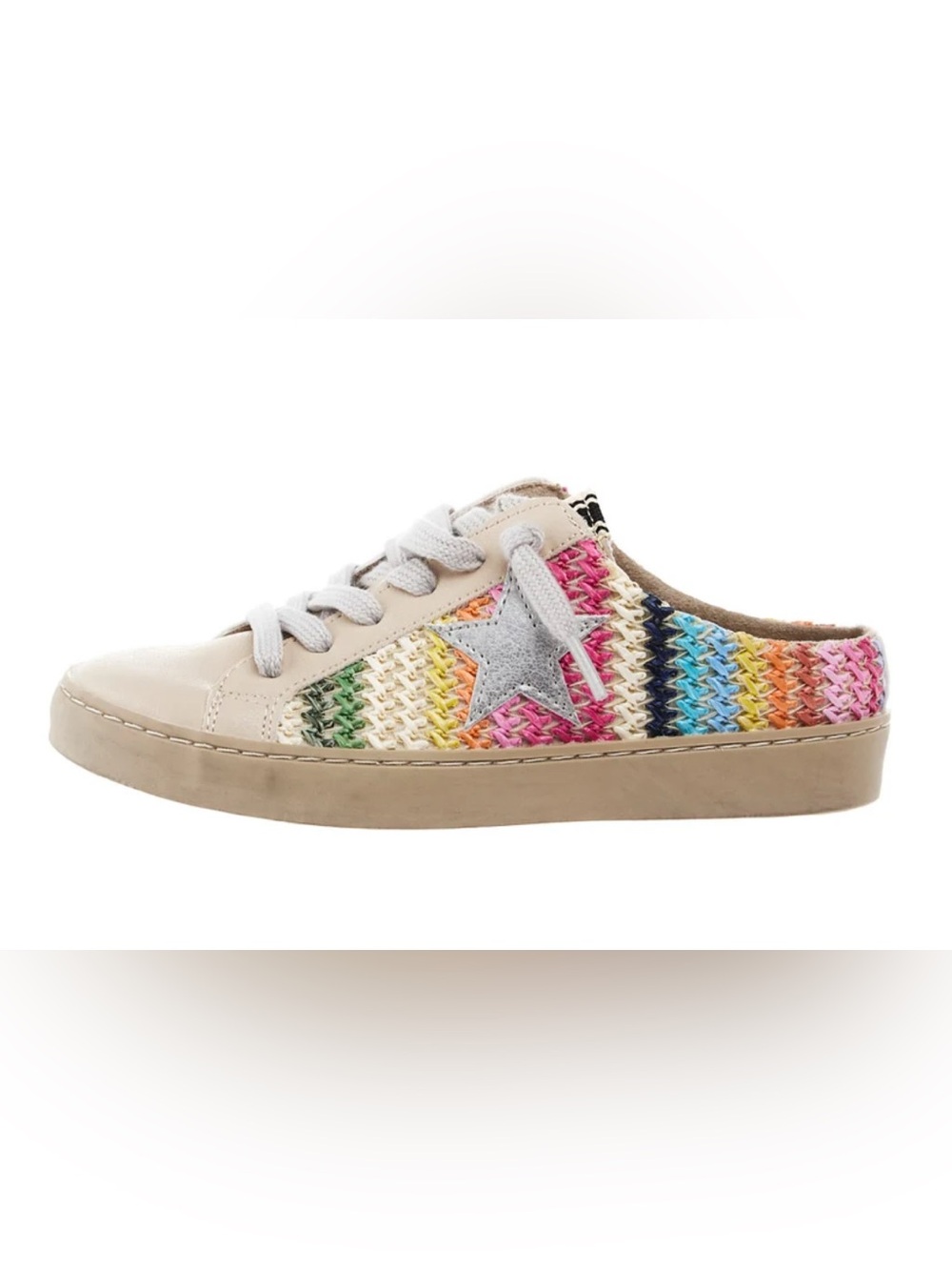 Kids Multicolor Woven Lace-Up Sneakers with Silver Star